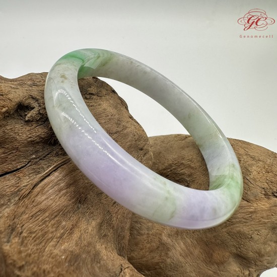 【肌容雪】天然緬甸A貨春帶彩三色烏雞翡翠平安鐲 編號281(鐲圍58.5mm#18.5號)