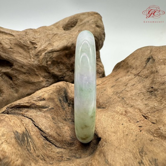 【肌容雪】天然緬甸A貨春帶彩三色烏雞翡翠平安鐲 編號281(鐲圍58.5mm#18.5號)