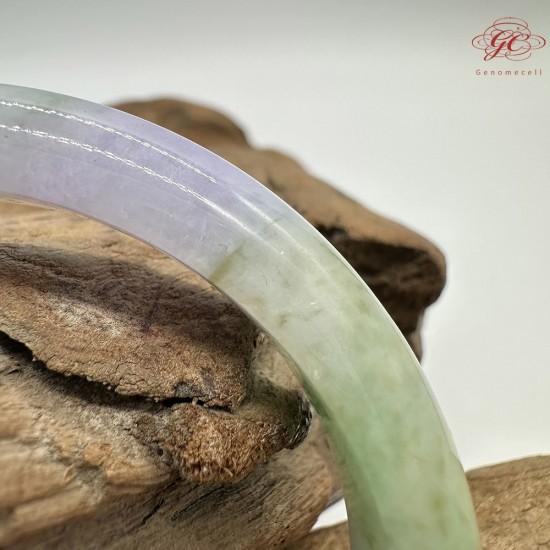 【肌容雪】天然緬甸A貨春帶彩三色烏雞翡翠平安鐲 編號281(鐲圍58.5mm#18.5號)