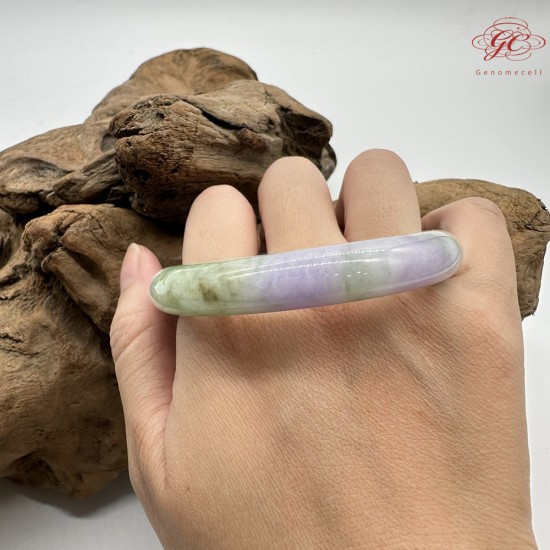 【肌容雪】天然緬甸A貨春帶彩三色烏雞翡翠平安鐲 編號281(鐲圍58.5mm#18.5號)