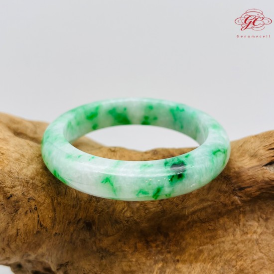 【肌容雪】天然緬甸A貨翡翠冰陽綠滿圈飄花平安鐲 編號284(鐲圍54.1mm#17號)