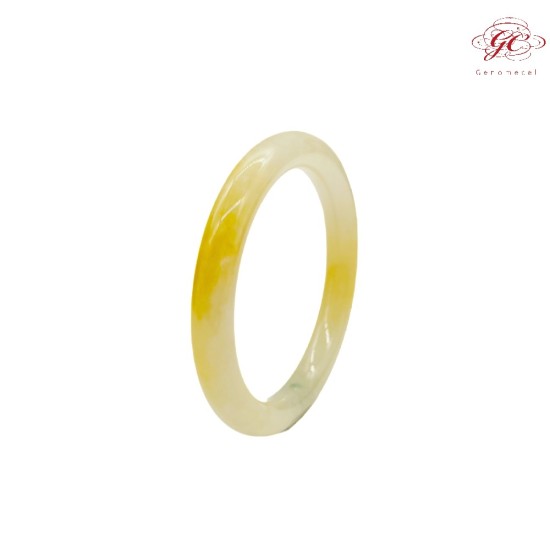 【肌容雪】天然緬甸A貨冰金絲滿圈黃翡美人條手鐲 編號285(鐲圍53.1mm#16.5號)