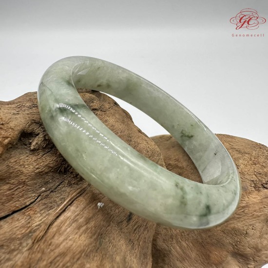 【肌容雪】天然緬甸A貨糯冰飄花翡翠平安鐲 編號287(鐲圍55.6mm#17.5號)