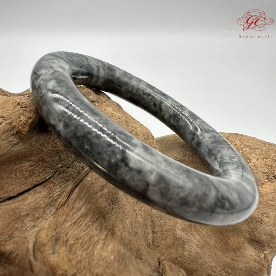 【肌容雪】天然緬甸A貨烏雞翡翠圓條手鐲 編號291(鐲圍56.4mm#17.5號)