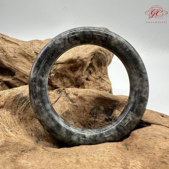 【肌容雪】天然緬甸A貨烏雞翡翠圓條手鐲 編號291(鐲圍56.4mm#17.5號)