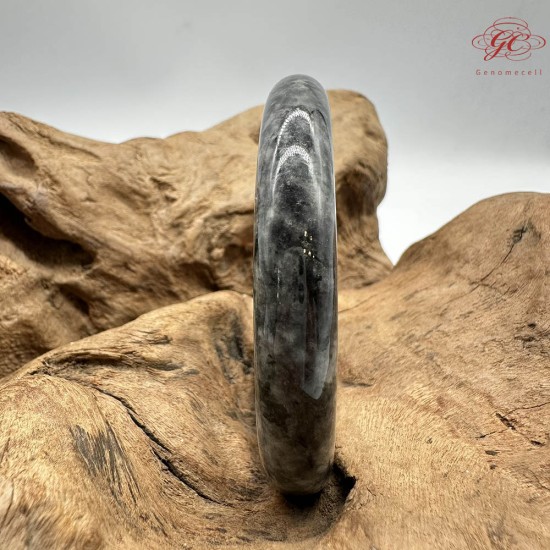 【肌容雪】天然緬甸A貨烏雞翡翠圓條手鐲 編號291(鐲圍56.4mm#17.5號)