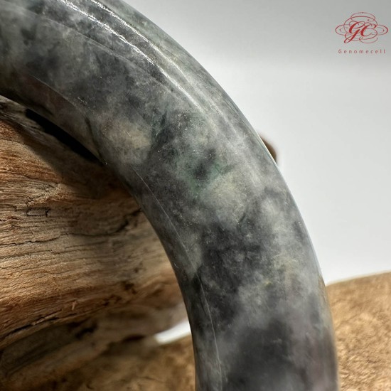 【肌容雪】天然緬甸A貨烏雞翡翠圓條手鐲 編號291(鐲圍56.4mm#17.5號)