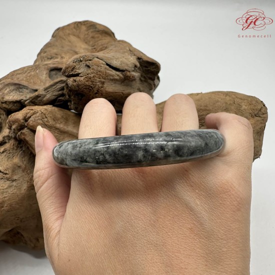 【肌容雪】天然緬甸A貨烏雞翡翠圓條手鐲 編號291(鐲圍56.4mm#17.5號)