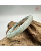 【肌容雪】天然緬甸A貨白底飄綠花翡翠圓條手鐲 編號294(鐲圍55.6mm#17.5號)