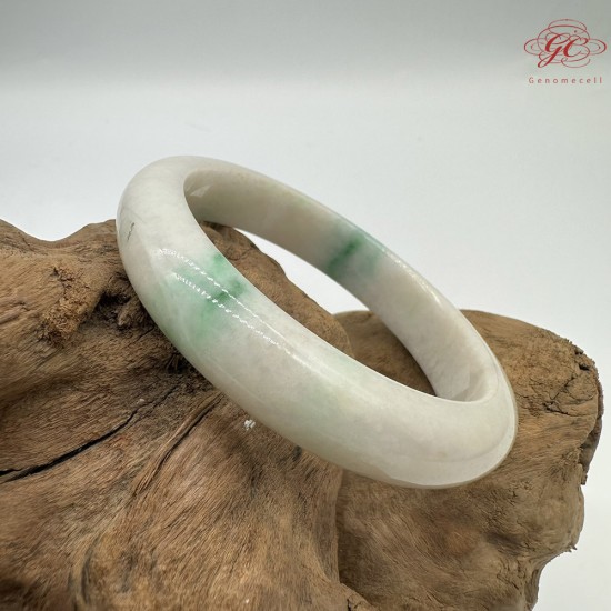 【肌容雪】天然緬甸A貨白裡青翡翠平安鐲 編號295(鐲圍56.4mm#17.5號)