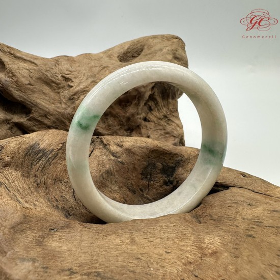 【肌容雪】天然緬甸A貨白裡青翡翠平安鐲 編號295(鐲圍56.4mm#17.5號)