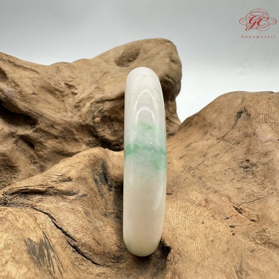 【肌容雪】天然緬甸A貨白裡青翡翠平安鐲 編號295(鐲圍56.4mm#17.5號)