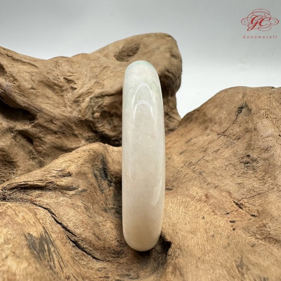 【肌容雪】天然緬甸A貨白裡青翡翠平安鐲 編號295(鐲圍56.4mm#17.5號)