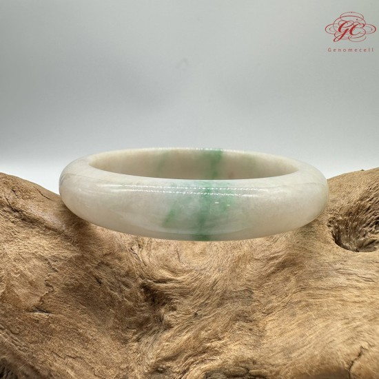 【肌容雪】天然緬甸A貨白裡青翡翠平安鐲 編號295(鐲圍56.4mm#17.5號)