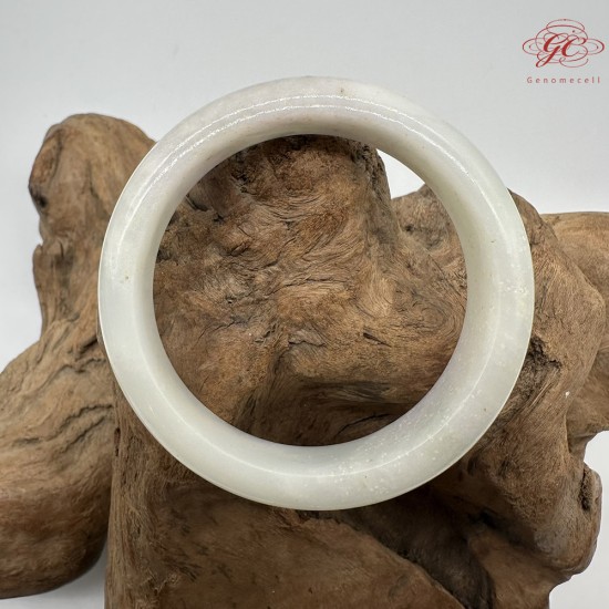 【肌容雪】天然緬甸A貨冰白月光翡翠平安鐲 編號296(鐲圍58.1mm#18.5號)