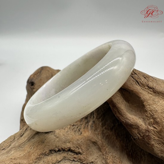 【肌容雪】天然緬甸A貨冰白月光翡翠平安鐲 編號296(鐲圍58.1mm#18.5號)