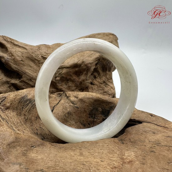 【肌容雪】天然緬甸A貨冰白月光翡翠平安鐲 編號296(鐲圍58.1mm#18.5號)