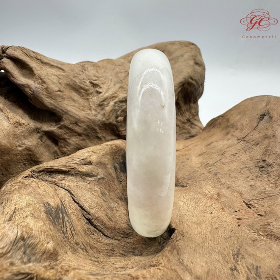 【肌容雪】天然緬甸A貨冰白月光翡翠平安鐲 編號296(鐲圍58.1mm#18.5號)