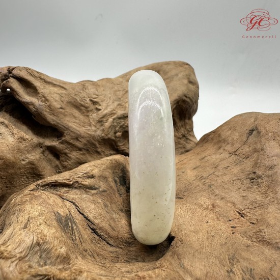 【肌容雪】天然緬甸A貨冰白月光翡翠平安鐲 編號296(鐲圍58.1mm#18.5號)