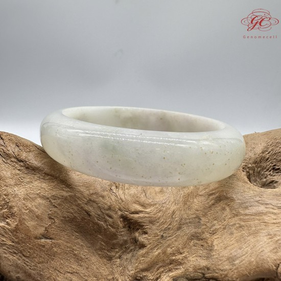 【肌容雪】天然緬甸A貨冰白月光翡翠平安鐲 編號296(鐲圍58.1mm#18.5號)