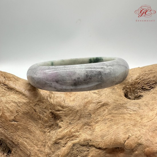 【肌容雪】天然緬甸A貨烏雞飄綠花翡翠平安鐲 編號297(鐲圍56.8mm#18號)