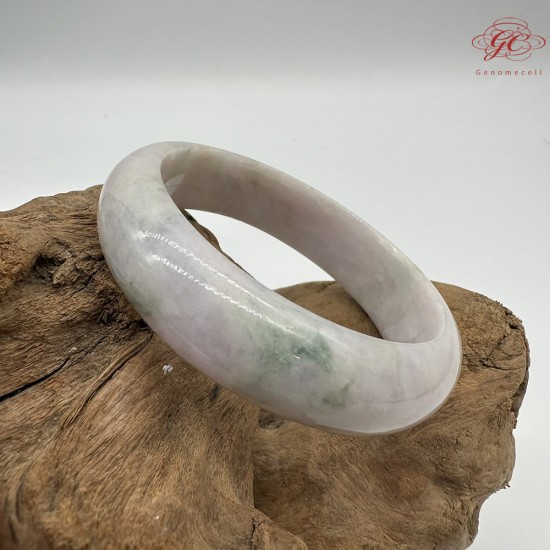 【肌容雪】天然緬甸A貨粉底綠飄花翡翠平安鐲 編號298(鐲圍55.5mm#17.5號)