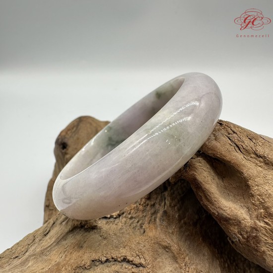 【肌容雪】天然緬甸A貨粉底綠飄花翡翠平安鐲 編號298(鐲圍55.5mm#17.5號)