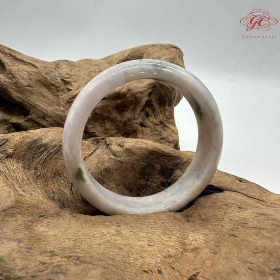 【肌容雪】天然緬甸A貨粉底綠飄花翡翠平安鐲 編號298(鐲圍55.5mm#17.5號)