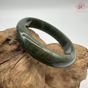 【肌容雪】天然緬甸A貨老油青滿綠翡翠平安鐲 編號299(鐲圍57.5mm#18號)