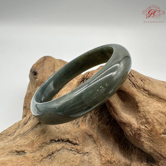 【肌容雪】天然緬甸A貨老油青滿綠翡翠平安鐲 編號299(鐲圍57.5mm#18號)