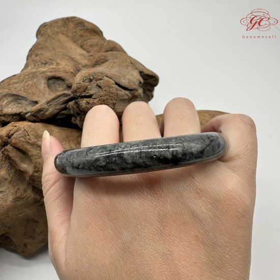 【肌容雪】天然緬甸A貨烏雞翡翠圓條手鐲 編號300(鐲圍56.6mm#18號)