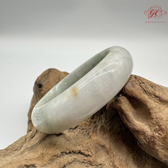 【肌容雪】天然緬甸A貨綠飄花翡翠平安鐲 編號302(鐲圍58.0mm#18.5號)