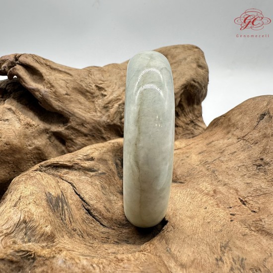 【肌容雪】天然緬甸A貨綠飄花翡翠平安鐲 編號302(鐲圍58.0mm#18.5號)