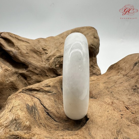 【肌容雪】天然緬甸A貨白底帶金翡翠平安鐲 編號305(鐲圍56.9mm#18號)