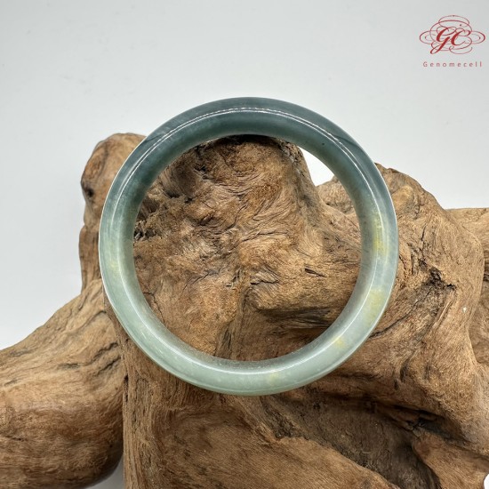 【肌容雪】天然緬甸A貨冰藍半山半水翡翠平安鐲 編號309(鐲圍57.4mm#18號)