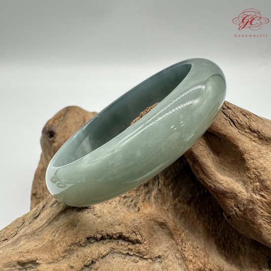 【肌容雪】天然緬甸A貨冰藍半山半水翡翠平安鐲 編號309(鐲圍57.4mm#18號)