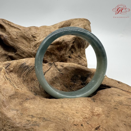 【肌容雪】天然緬甸A貨冰藍半山半水翡翠平安鐲 編號309(鐲圍57.4mm#18號)