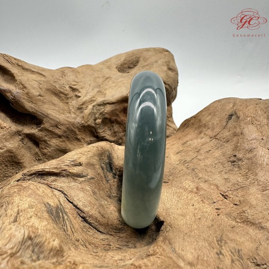 【肌容雪】天然緬甸A貨冰藍半山半水翡翠平安鐲 編號309(鐲圍57.4mm#18號)