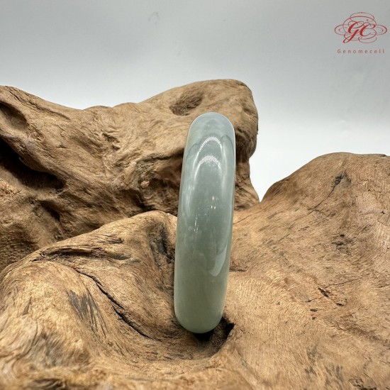 【肌容雪】天然緬甸A貨冰藍半山半水翡翠平安鐲 編號309(鐲圍57.4mm#18號)