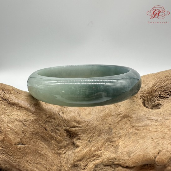 【肌容雪】天然緬甸A貨冰藍半山半水翡翠平安鐲 編號309(鐲圍57.4mm#18號)