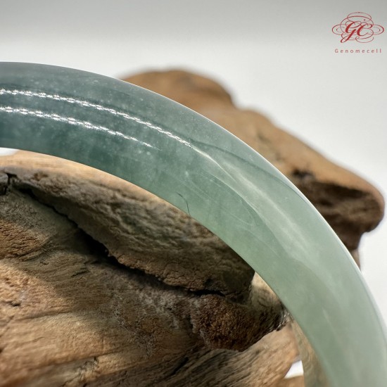 【肌容雪】天然緬甸A貨冰藍半山半水翡翠平安鐲 編號309(鐲圍57.4mm#18號)