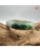 【肌容雪】天然緬甸A貨翡翠正陽白底綠飄花平安鐲 編號310(鐲圍54.3mm#17號)
