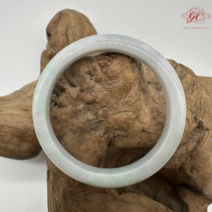 【肌容雪】天然緬甸A貨春帶彩翡翠平安鐲 編號312(鐲圍57.3mm#18號)