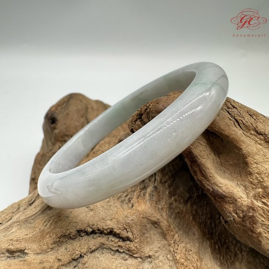 【肌容雪】天然緬甸A貨春帶彩翡翠平安鐲 編號312(鐲圍57.3mm#18號)