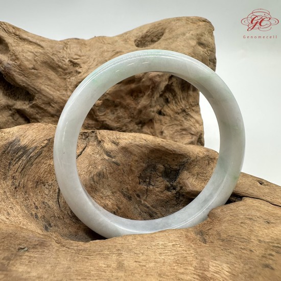 【肌容雪】天然緬甸A貨春帶彩翡翠平安鐲 編號312(鐲圍57.3mm#18號)