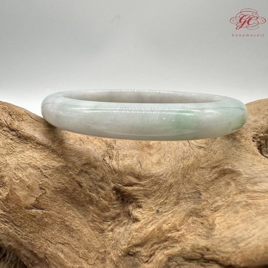 【肌容雪】天然緬甸A貨春帶彩翡翠平安鐲 編號312(鐲圍57.3mm#18號)