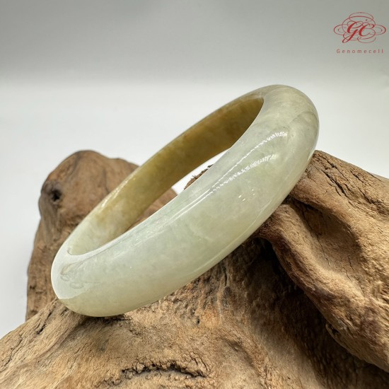 【肌容雪】天然緬甸A貨黃綠雙彩翡翠平安鐲 編號315(鐲圍56.8mm#18號)