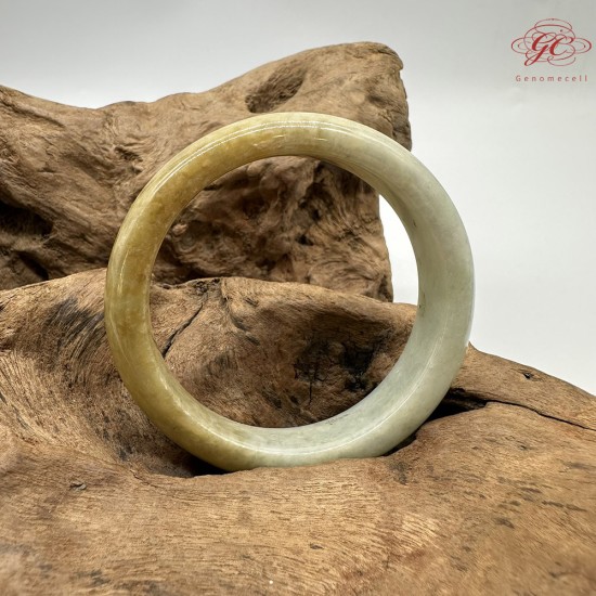 【肌容雪】天然緬甸A貨黃綠雙彩翡翠平安鐲 編號315(鐲圍56.8mm#18號)