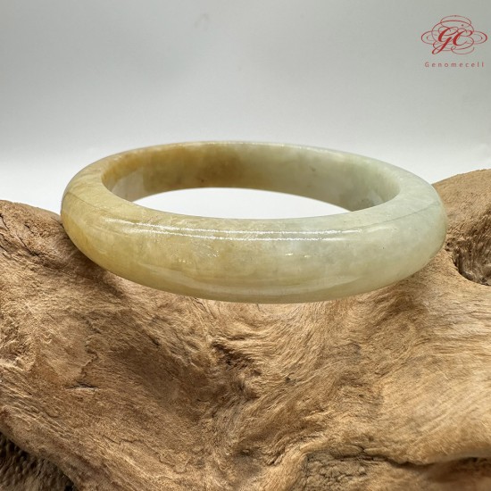 【肌容雪】天然緬甸A貨黃綠雙彩翡翠平安鐲 編號315(鐲圍56.8mm#18號)