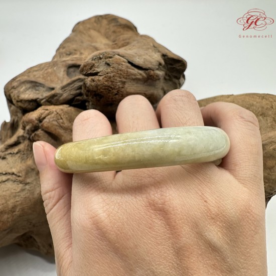 【肌容雪】天然緬甸A貨黃綠雙彩翡翠平安鐲 編號315(鐲圍56.8mm#18號)